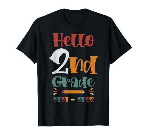 Maillot First Day of School 2021-2022 Hello 2nd Second Grade T-Shirt
