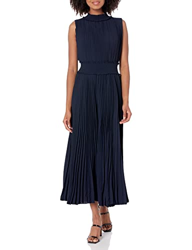 Nanette Nanette Lepore Women's Smocked High Neck Pleated Maxi Dress