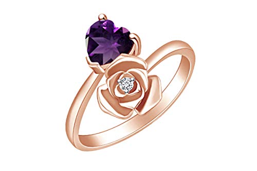 AFFY Heart Shape Simulated Birthstone 14k Rose Gold Over Sterling Silver Promise Ring2