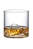 6 oz Small Whiskey Glass โ 180 ml Mountain Ridge Tumbler with 3D Mountain Base โ Hand-Blown Crystal Glass for Bourbon & Scotch