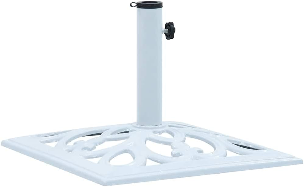 YAFF Elegant White Cast Iron Umbrella Base 26.5 lbs – Floral Design Durable Stability for Patio Garden Balcony – No Assembly Required Weather-Resistant Painted Finish