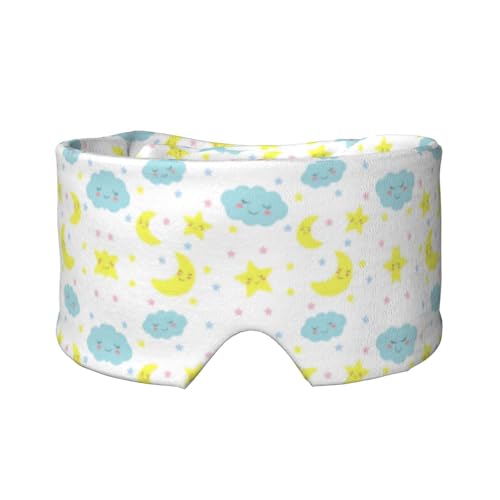 Moon Cloud Star Print - Orejeras para dormir con diseño de estrellas, transpirable, ajustable, para yoga, viajes, mantiene el calor y la sombra
