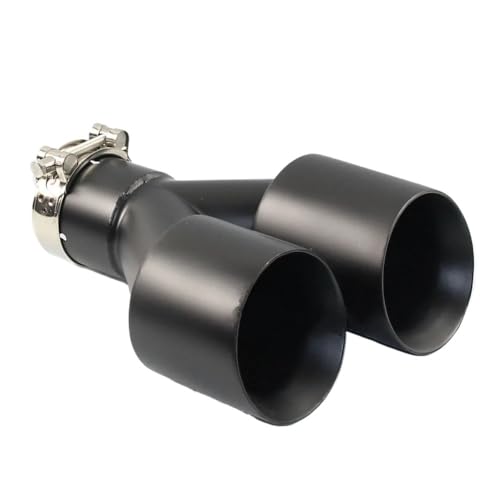Tubo de escape trasero coche universal de acero inoxidable negro doble silenciador 4