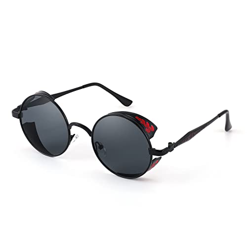 FEISEDY Round Steampunk Sunglasses