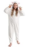 BesserBay Big Kids Halloween Cat Cute One Piece Romper Warm Adorable Sherpa Jumpsuits White 10 Years