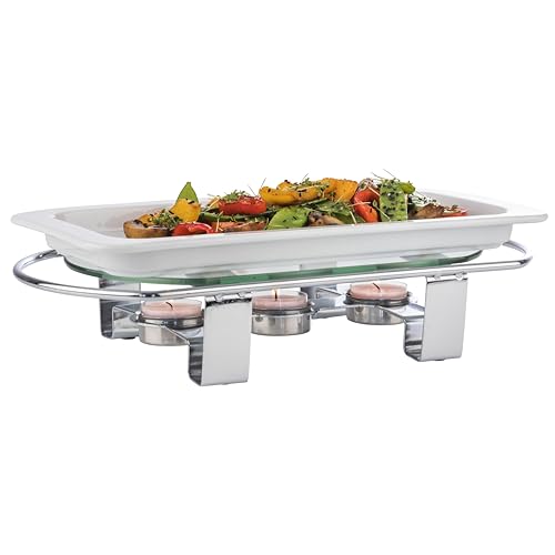 Foto von APS 35065 Speisenwärmer, Tellerwärmer, 3-flammig, Gestell aus Metall, Glasplatte, 34 x 18 x 6 cm