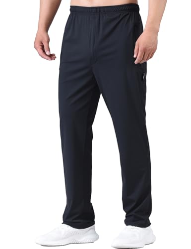 Zoulee Men's Elastic Waist Zipper Fly Hiking Pants Quick-Dry Lightweight Outdoor Sweatpants2