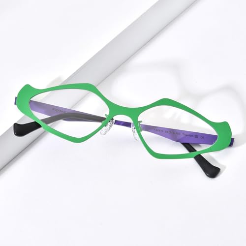 Image of FONEX Colorful Pure Titanium Glasses Frame Women Retro Round Eyeglasses