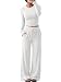 Trendy Queen Damen 2-teiliges passendes Lounge-Set, langärmelig, leicht bauchfreies Oberteil, weites Bein, Hose, lässiger Sweatsuit, Hafergrau, M