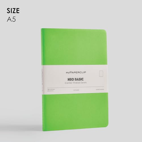 Image of myPAPERCLIP NeoBasic A5 Dot Grid Notebook | 80 GSM, 192 Pages | 250 GSM Soft Card Cover | A5 (5.83 inch x 8.27 inch) | Dotted Bullet Journal | Green