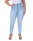 Gboomo Womens Plus Size Skinny Jeans Stretchy High Waisted Ankle Jean Light Blue-1 16W