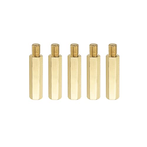 YOKIVE 5 Pcs M6 Standoff Screws, Brass Hex PCB Standoffs, Keep Height Consistent, Great for Motherboard (Gold Tone, 30mm+8mm)