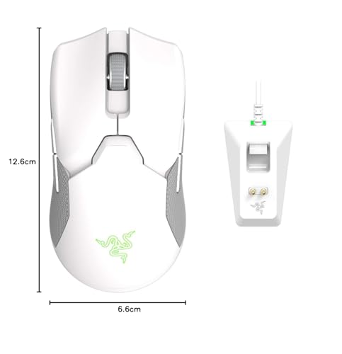 Image of Razer Viper Ultimate Hyperspeed Lightest Wireless Gaming Mouse with RGB Charging Dock | 8 Programmable Buttons | 20,000 DPI Optical Sensor- Chroma RGB Lighting - Mercury- RZ01-03050400-R3M1