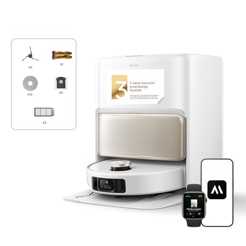 Mova V50 Ultra Complete Saugroboter mit Wischfunktion 24.000 Pa, 6cm Hindernisüberwindung, Liftable Navigation+RGB AI+LED, 80℃...