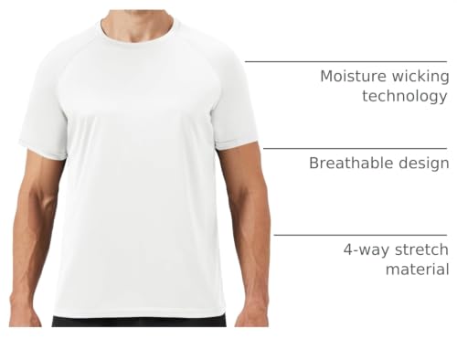 Image of BOOJO Workout Mens Shirts - Casual Black Quick Dry Moisture Wicking T-Shirts Crew Neck Short Sleeve for Gym Athletic Running