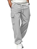 ZAFUL Casual Pants for Men Travel Joggers Fashion Drawstring Clothing Baggy Sweatpants Men with Pockets 2025 Light Gray XL