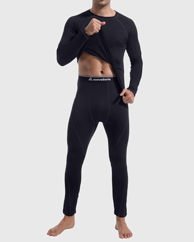 CL convallaria Thermal Underwear for Men Long Johns Fleece Lined Hunting Gear Set Base Layer for Cold Weather XS-4XL2