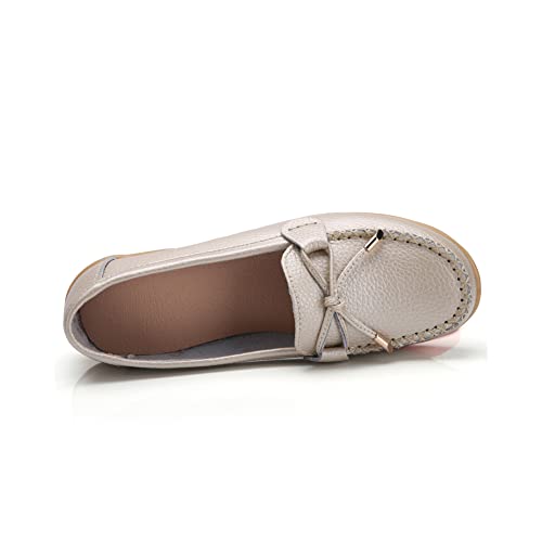 Image of Momuk Women's Penny Loafers Leather Driving Moccasins Slip On Boat Shoes Fashion Comfort Flats