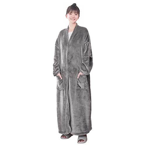 着る毛布 メンズ レディース 大きいサイズ 着れる 着るブランケット ルームウェア パジャマ 可愛い ロング 洗える もこもこ 暖かい ふわふわ あったか 防寒 男女兼用 M 着丈133cm グレー