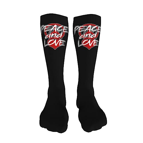 Peace And Love Red Peace Heart Knee High Socks For Women Long Tube Socks Athletic Compression Socks Unisex High Socks Girls3