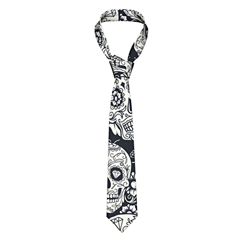 Cravate fine en forme de tête de mort pour homme pour le travail, les mariages, les danses, Noël, les fêtes formelles, Tête de mort florale., taille unique