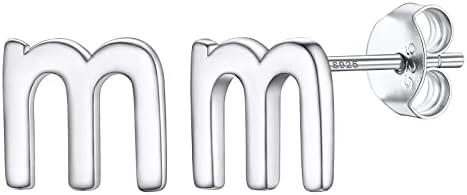Supcare 925 Sterling Silver Small Initial A to Z Stud Earrings with Bling CZ Inlaid/Lowercase Letter/Heart Zirconia Studs for Women Girls, with Gift Box