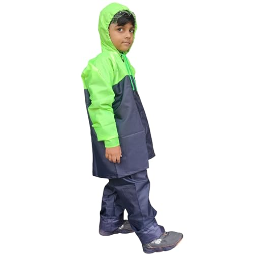 Image of Boy's & Girl's Top + Bottom Portable Light Weight Rain Coat with Hooded & Long Sleeves for Outdoor Activity