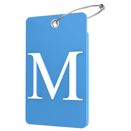 Gostwo 2 Pack Luggage Tags for Suitcases 26 Initial Letter Travel Luggage Baggage Identification Labels ID Tag Fully Bendable Tags with Stainless Steel Loop (Blue) (Letter M)