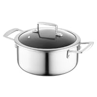 FLORINA ARISTO 28 cm 7,2 l roestvrijstalen pan met glazen deksel | Voor inductie, gas, elektrische | Met honingraateffect | Je kunt het in de oven bakken | Duurzaam en solide