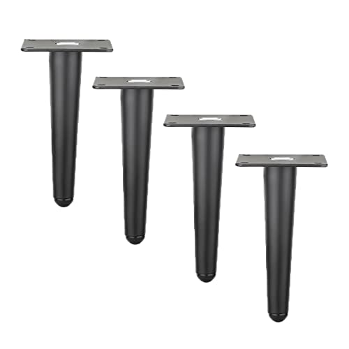 Möbelfüße Metall Möbelfüsse Gerader Kegel Möbelbeine für Möbel für Kaffeetisch Fernsehschrank Sofa Lehrstuhl Schrank Badezimmerschrank Ersatzkabinettfüße Schwarz 4 Stück (12cm) Cover