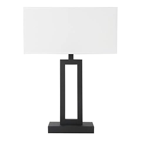 Yosoan White Indoor Table Lamp Bedside Nightstand Desk Lamp, Dimmable On Off Switch Black 65.8" Power Cord Cutout Rectangular White Fabric Shade for Bedroom Hotel Study(White) Cover