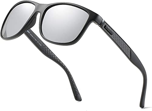 DUBERY Lunettes de soleil polarisées de qualité supérieure pour homme - En carbone - Protection UV - D002 - Argenté, bleu Cover