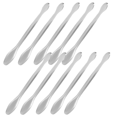 CIYODO Cute Measuring Spoons Set of 10 Micro Stainless Steel Spoons for Laboratory Home Use Double-Head Metal Spatul
