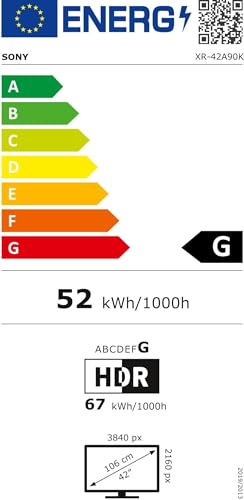 Sony BRAVIA XR, XR-42A90K, 42 Zoll Fernseher, OLED, 4K HDR 120Hz, Google , Smart TV, Works with Alexa, mit exklusiven PS5-Features, HDMI 2.1, Gaming-Menü mit ALLM + VRR, 24 + 12M Garantie