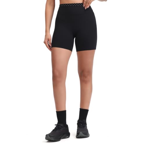 Aoxjox Workout Dual Core Biker Shorts for Women Dual‑Layer Waistband