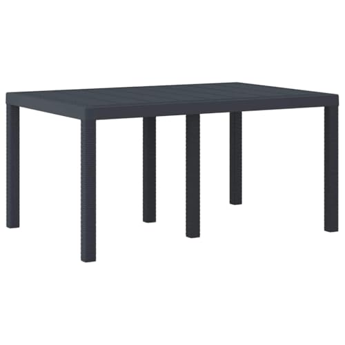 vidaXL Table de Jardin Anthracite 150 x 100 x 73 cm polyrotin, Table de Jardin Moderne en Poly rotin Durable, rectangulaire, pour extérieur, mobilier de Salle à Manger...