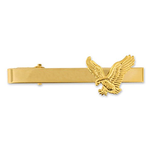 PinMart Gold and Silver Eagle Military Patriotic Engravable Tie Clip Bar