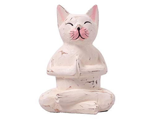 kadoh Katze im Buddhasitz, Buddhakatze, Dekofigur Holz