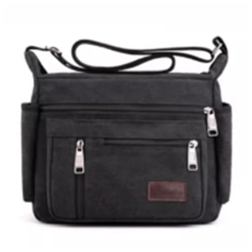 11in Casual Shoulder Bag with Strap, Canvas, Men Vintage Messenger Crossbody Bag, Multi Pocket, for Travel Work Busine