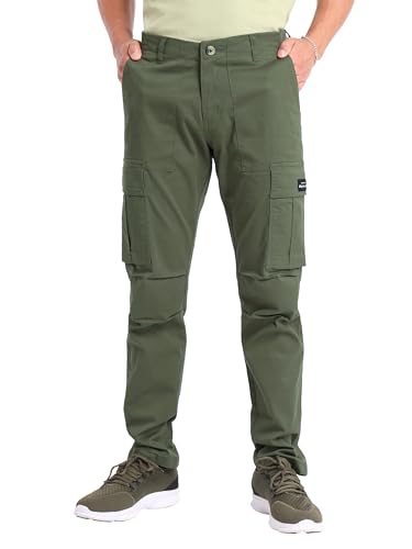 Image of Beyoung Cotton Lycra 6 Pocket Regular Fit Cargo Pants for Men | Cargo Trousers for Men