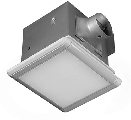 Image of Homewerks 7145-80V-HS Dual Speed Bathroom Exhaust Fan with Integrated Dimmable LED and Automating Humidity Sensor, 1.0-1.5 Sones 80-110 CFM, Smart Moisture White