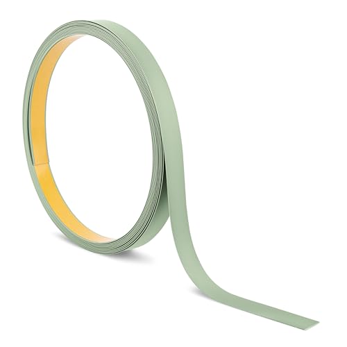 Quest Barra plana de plástico autoadhesivo, longitud: 10 m, molduras, perfil de PVC para construcción y decoración (verde claro, 10 m x 30 mm)