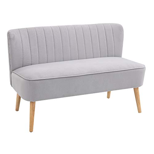 HOMCOM Modern Velvet Double Seat Sofa Sofás, Poliéster, álamo, Gris, Dos Asientos