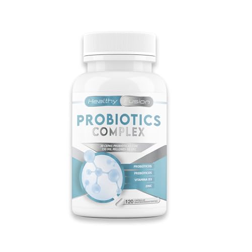 Healthy Fusion | Probióticos y Prebiótico con Inulina, Zinc y Vitamina D3 | 30 Cepas con 150.000 Millones UFC | Microbiota, Digestión, Hinchazón y Defensas | 120 Cápsulas Gastroresistentes