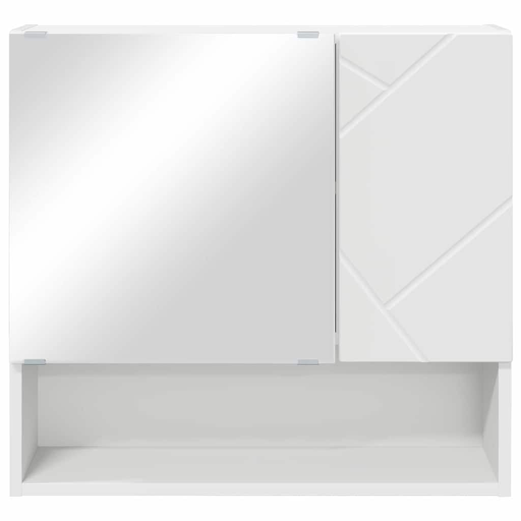 Genérico Armario Espejo Blanco 59x17x55cm Madera Ingeniería | Montaje en pared, puerta con bisagras, almacenamiento cosméticos, diseño minimalista