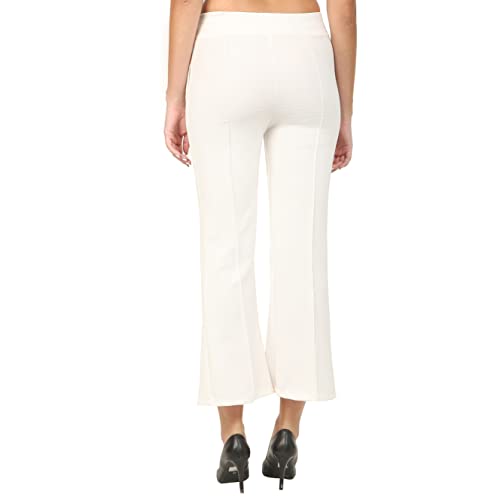 Image of Women's Viscose Rayon Straight Wide Leg Mid Waist Regular Fit Casual Trouser Pant