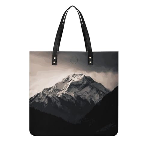 Sac à bandoulière en cuir PU blanc et noir motif Montagne parfait pour vos escapades