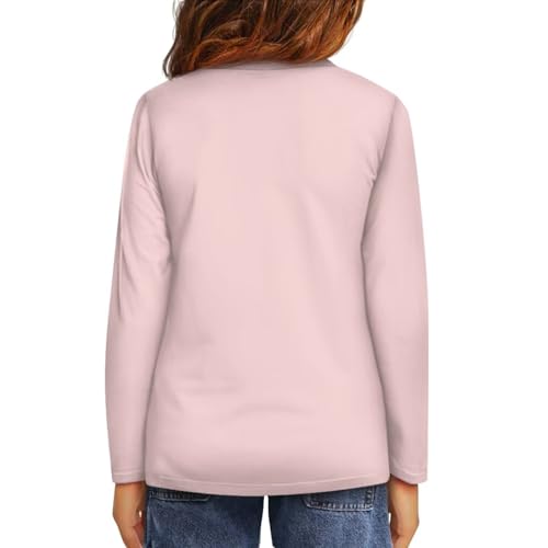 Long Sleeve Shirts for Toddler Girls 3-16Y Crewneck T-Shirt for Kids Thin All-Season Tops Clothes4