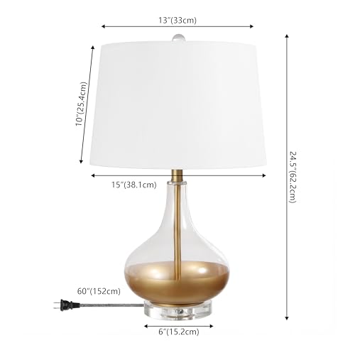 Lámpara de mesa de noche vidrio dorado 24.5 pulgadas miniatura 3