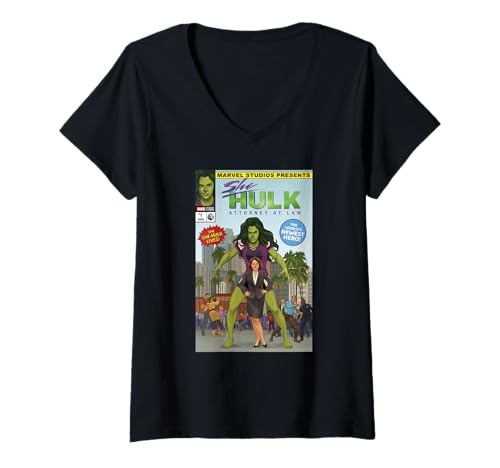 T-shirt Marvel She-Hulk femme col V top mode imprimé bande dessinée Attorney at Law